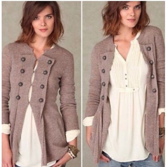 Free People - Military Moments Cardigan burgundy size XS - Picture 1 of 6